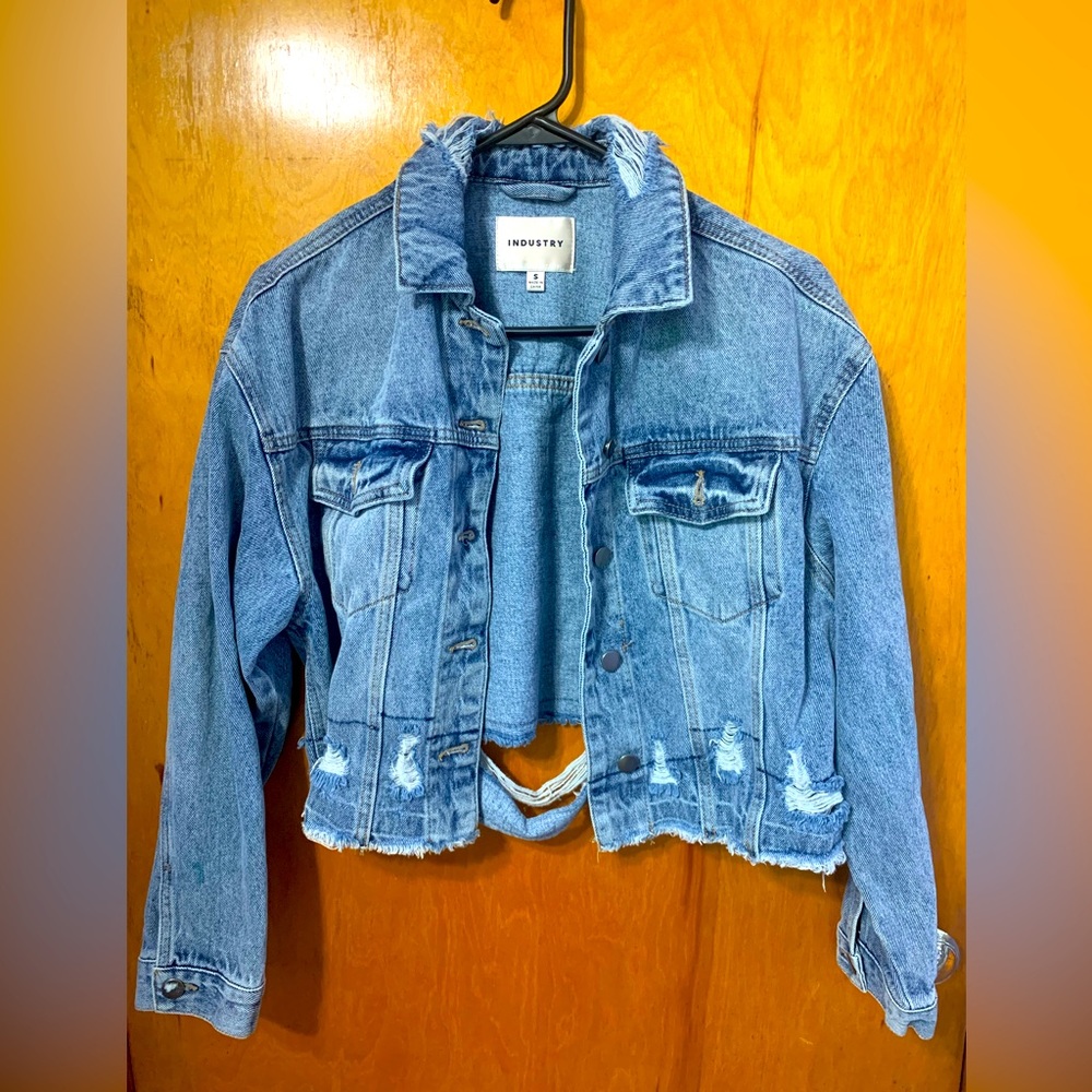SOLD!Distressed Jean jacket